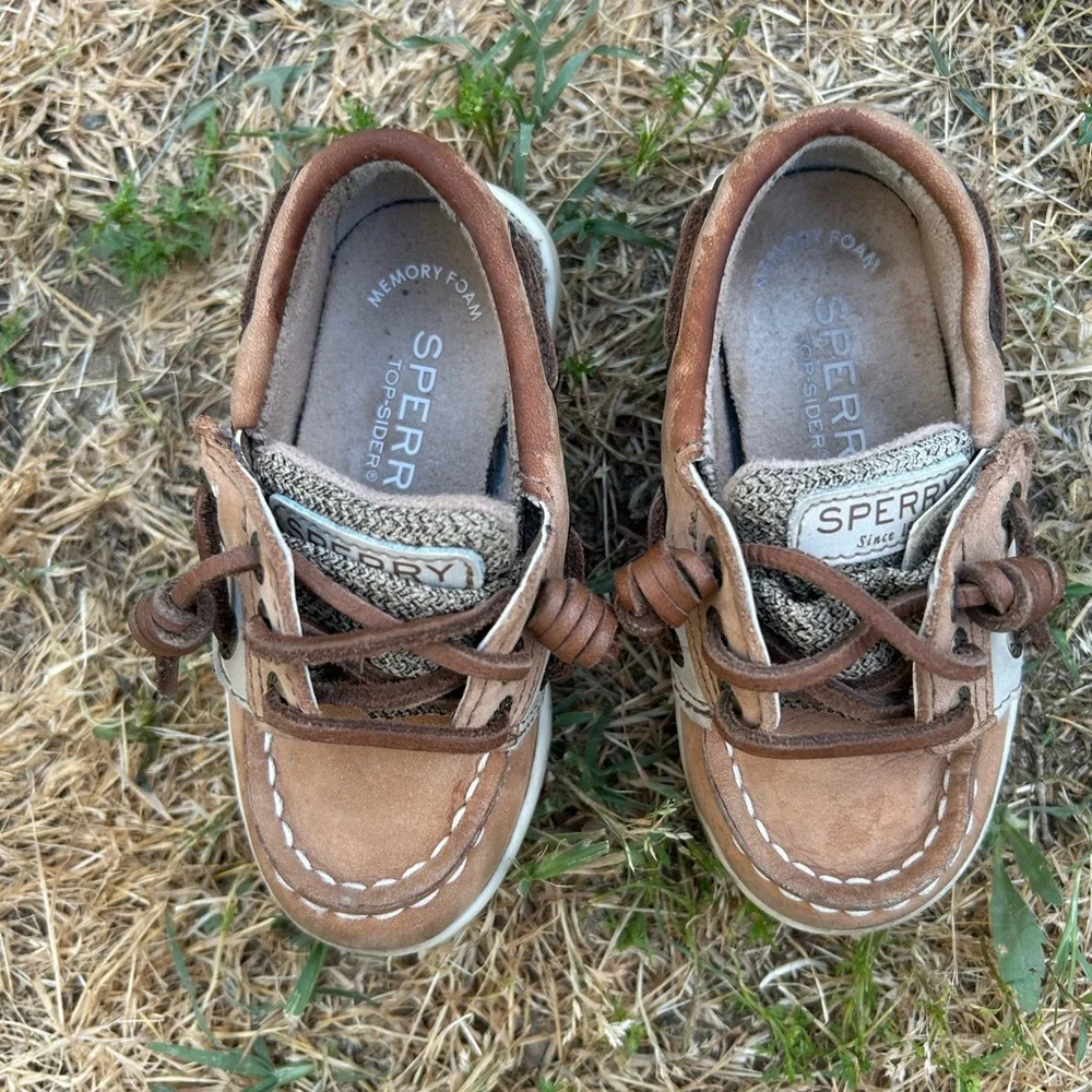 Sperry Kids Tan Suede Moccasin Boat Shoes